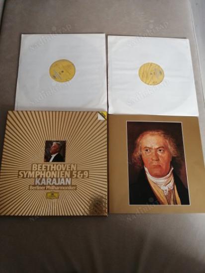 BEETHOVEN ‎– KARAJAN & BERLIN FILARMONI - 5. & 9. SENFONİLER DEUTSCHE GRAMMOPHON KALİTESİYLE 1984 ALMANYA BASKI 2XLP BOX SET 2 ADET PLAK