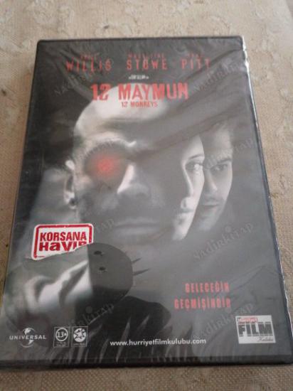 12 MAYMUN (12 MONKEYS) - BRUCE WILLIS / BRAD PITT  BİR TERRY GILLIAM  FİLMİ TÜRKİYE BASIM DVD FİLM-125 DAKİKA - AÇILMAMIŞ AMBALAJINDA