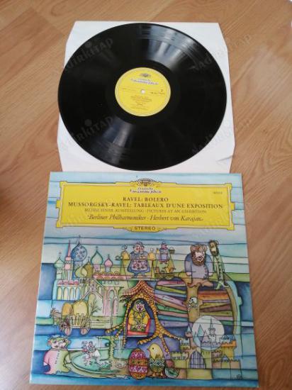 RAVEL / MOUSORGSKY - BOLERO & PICTURES AT AN EXIBITION - HERBERT VON KARAJAN ve  BERLİN FİLARMONİ - 1966 ALMANYA  BASIM LP ALBÜM